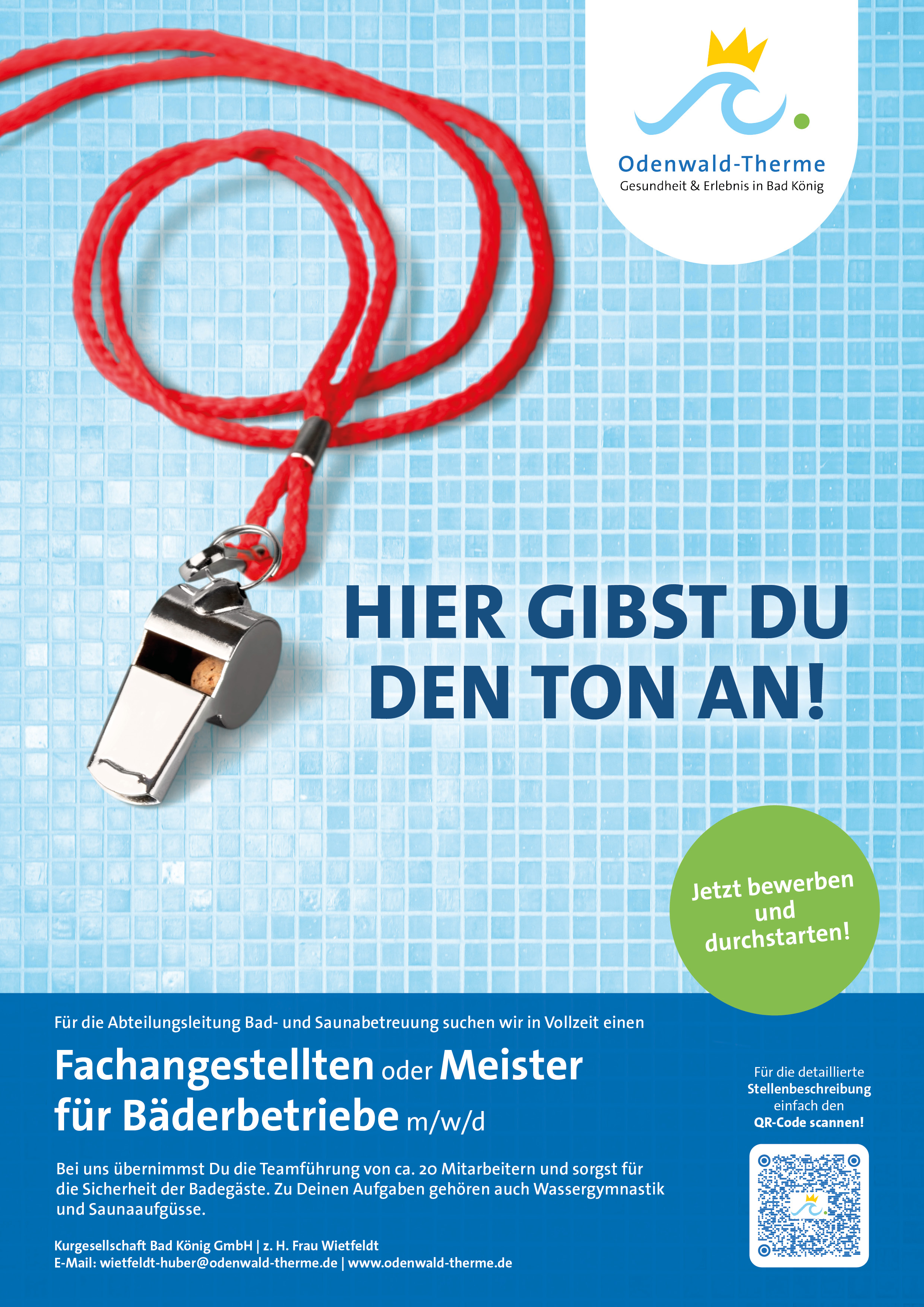 Recruiting-Anzeige für Fachangestellte und Meister für Bäderbetriebe – Employer Branding für die Odenwaldtherme