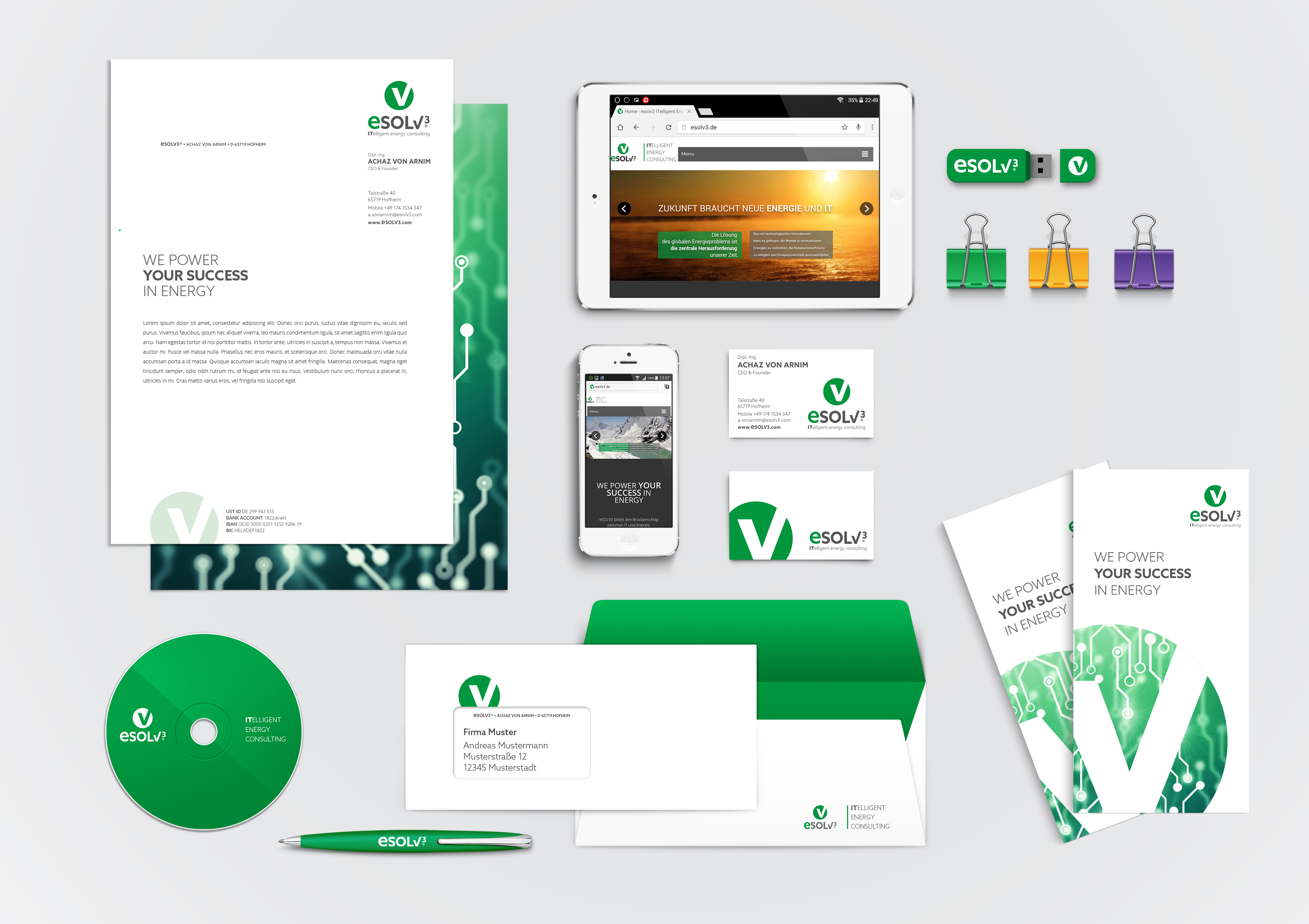 Branding und Corporate Design für eSOLV3 – Energy, IT und Business Intelligence