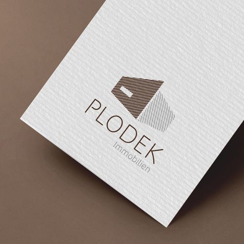 Logo-Design für Plodek Immobilien auf hochwertigem Papier